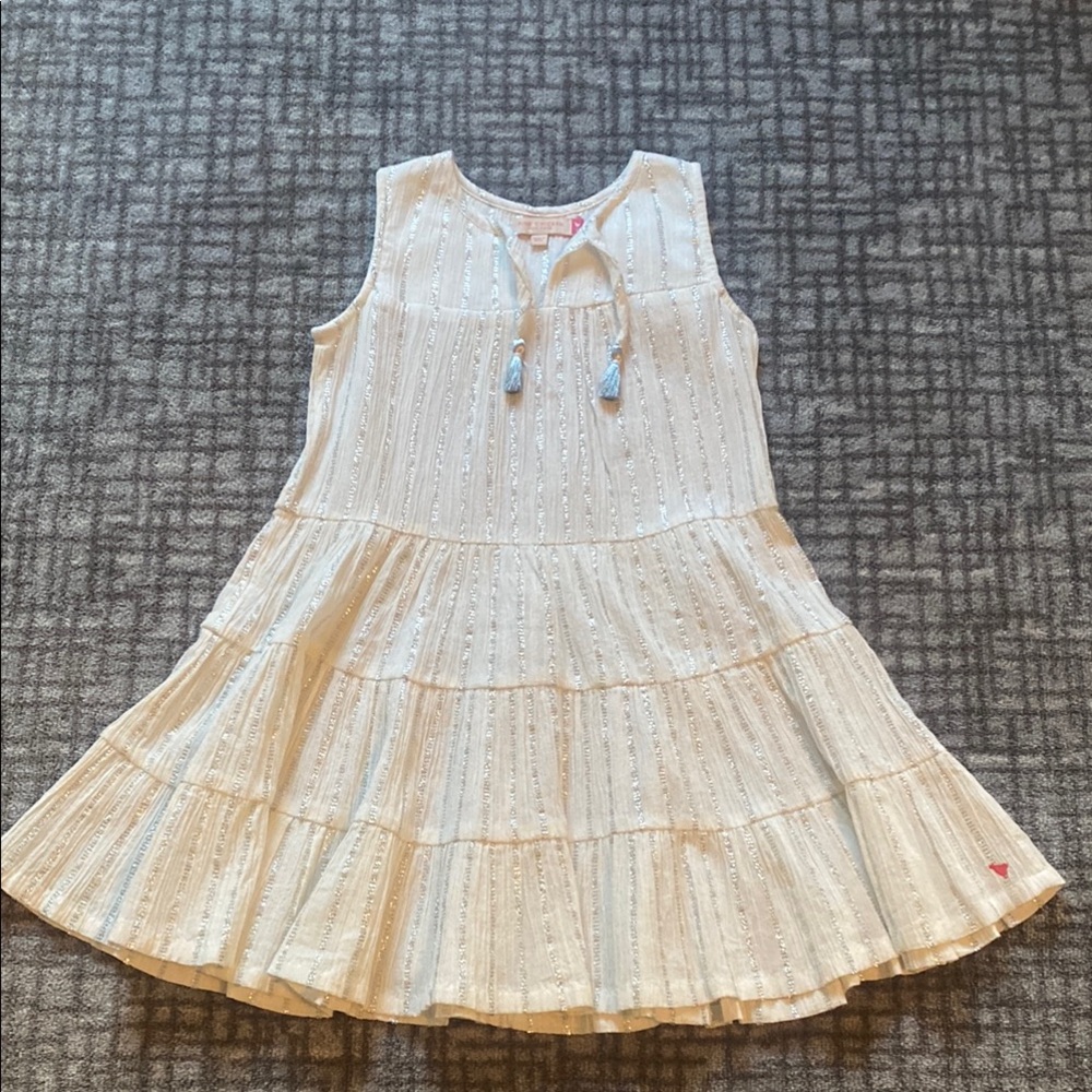 Pink Chicken Cream Sleeveless Tiered Dress